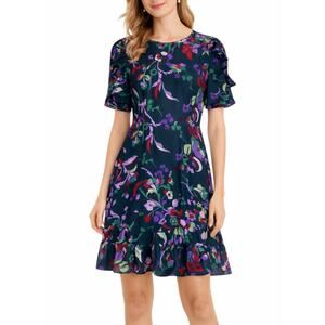 Kate Spade Fleur Nouveau Mini Dress Smocked Ruffle Green Size 4